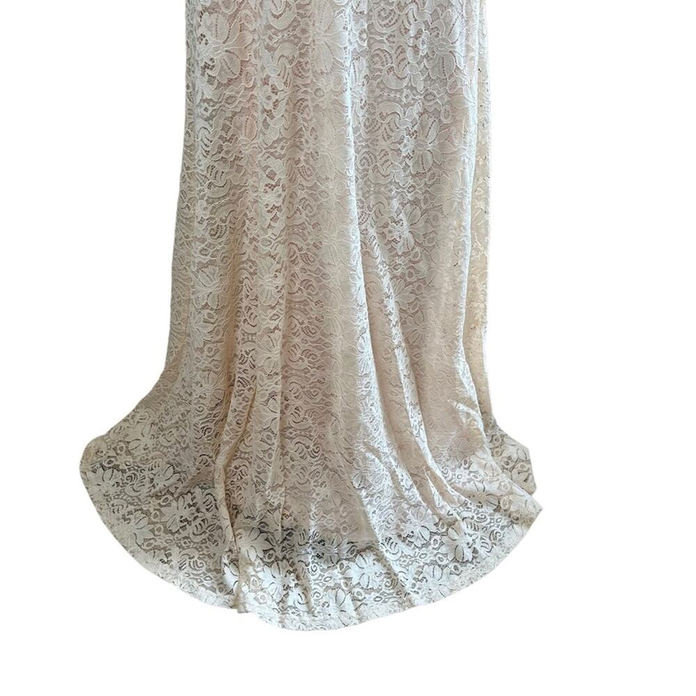 Lulus Luciana Blush Floral Lace Scoop Back Maxi Dress Wedding Prom Small S - Picture 5 of 12